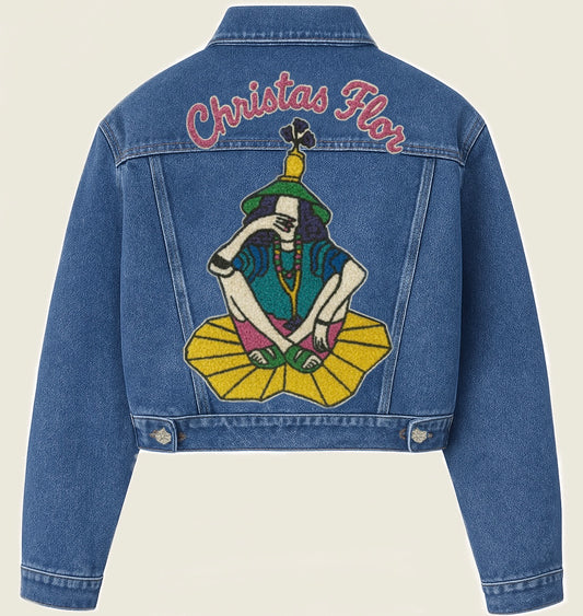 Blue denim jacket with teddy print (CFxFMPB)
