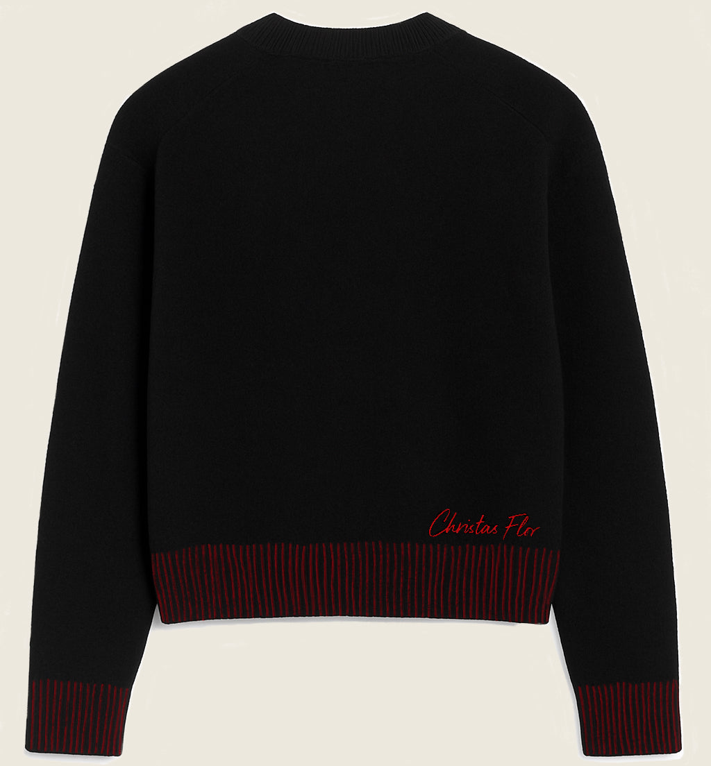 Black Cardigan with red Accents