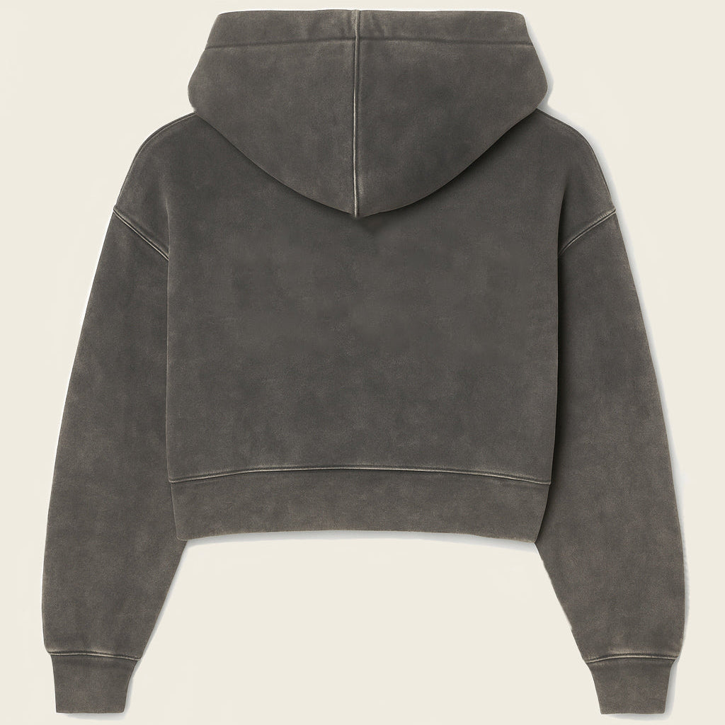 Hoodie in Stonewashedoptik with white front print