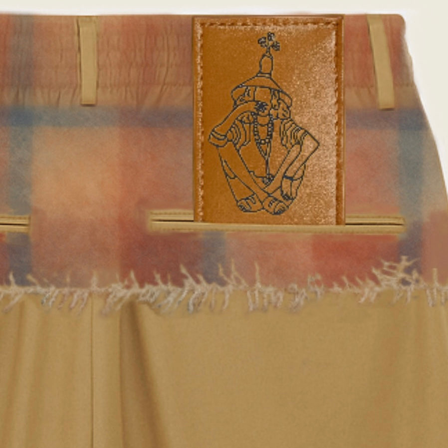 Beige Fabrices pants with checkende Swen-in pattern
