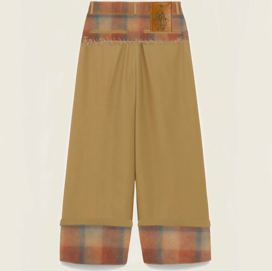 Beige Fabrices pants with checkende Swen-in pattern