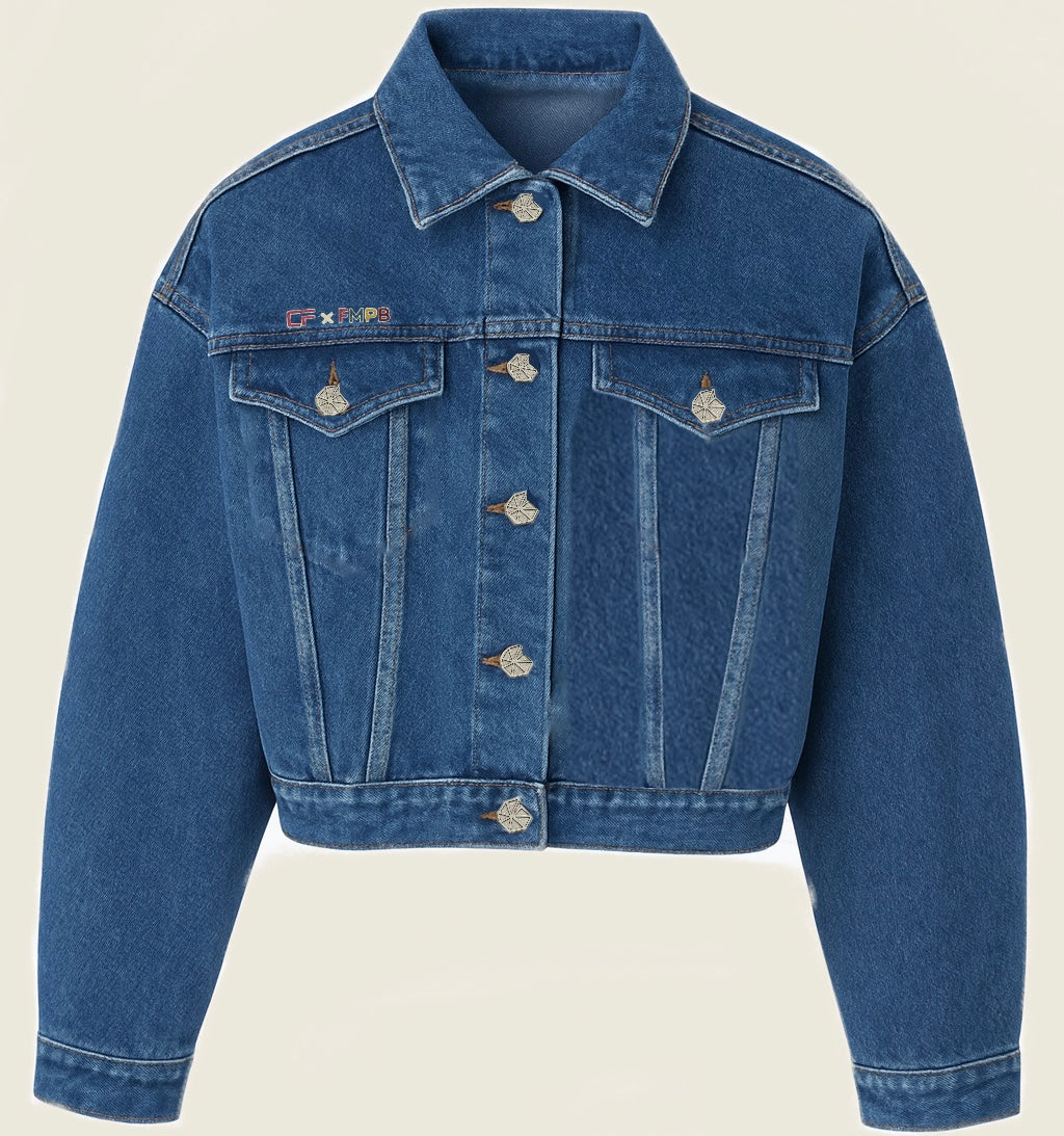 Blue denim jacket with teddy print (CFxFMPB)