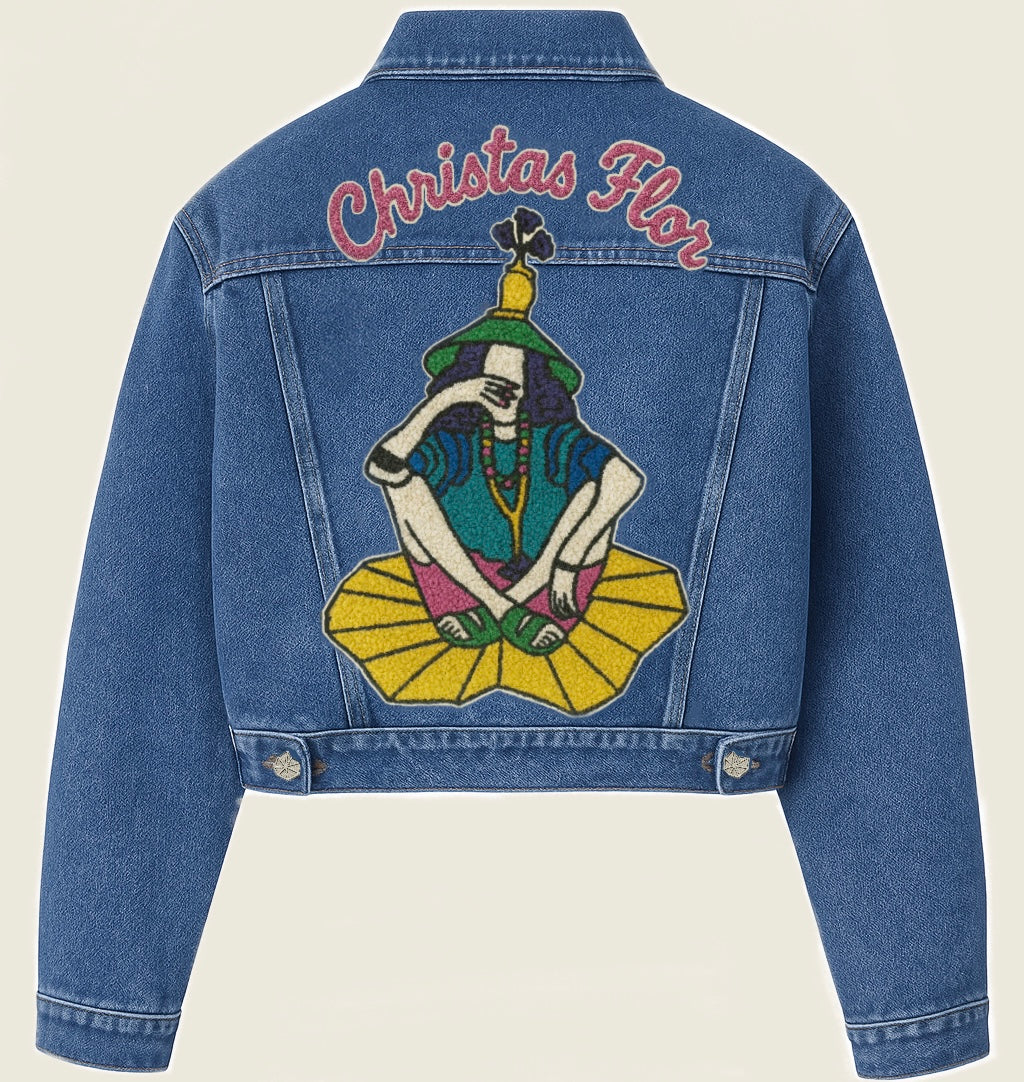 Blue denim jacket with teddy print (CFxFMPB)