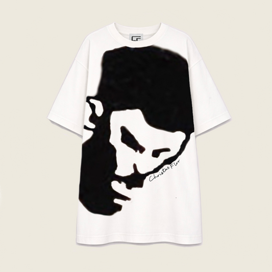 Extra long whit Shirt with black Print (Woman)
