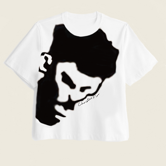 White Shirt with black Print