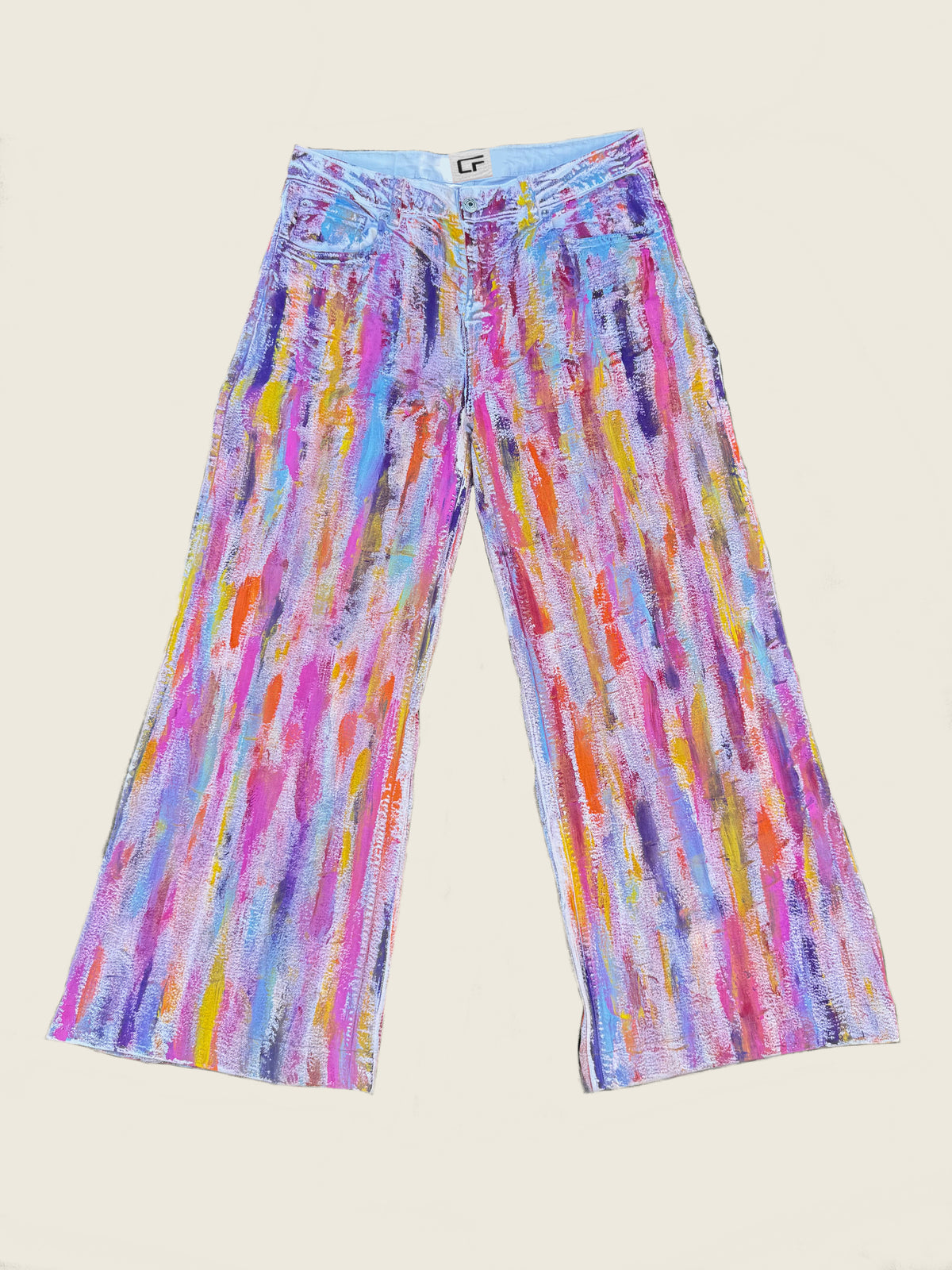 Custom–made multicolor white Denim