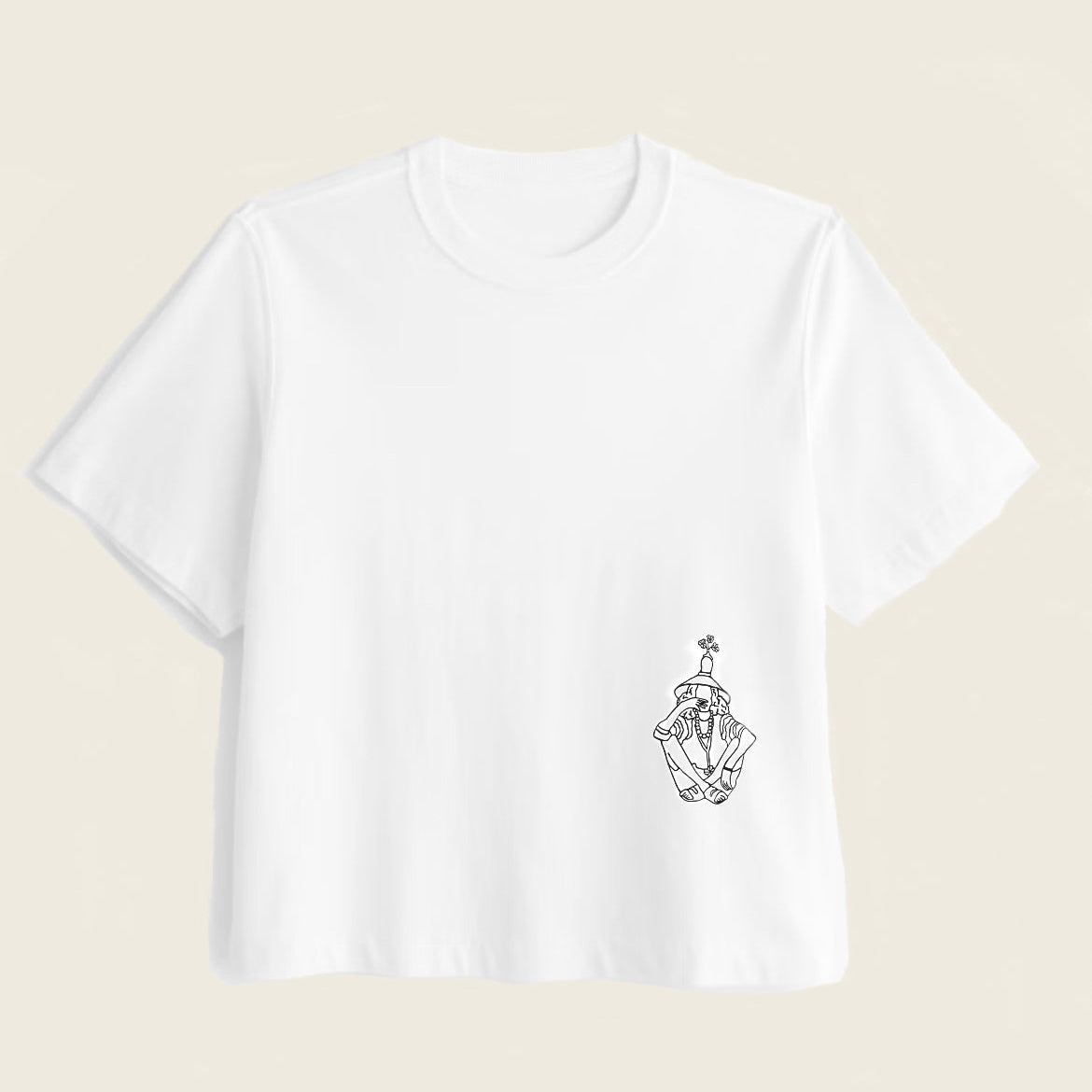 White basic shirt with black embroidery