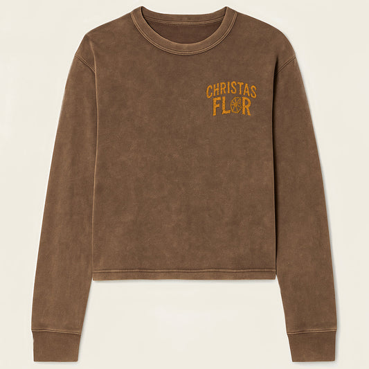 Brown washed-out Longsleeve with screen-printed print