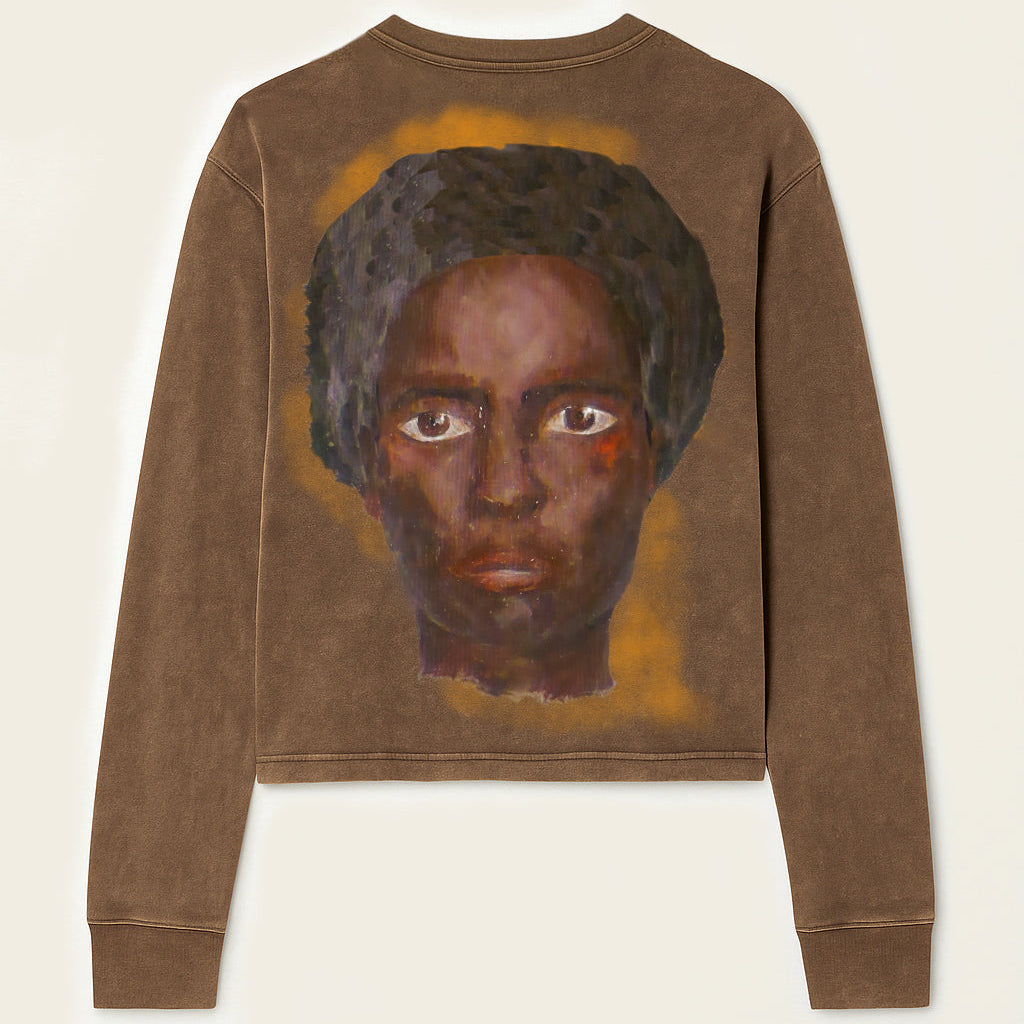 Brown washed-out Longsleeve with screen-printed print