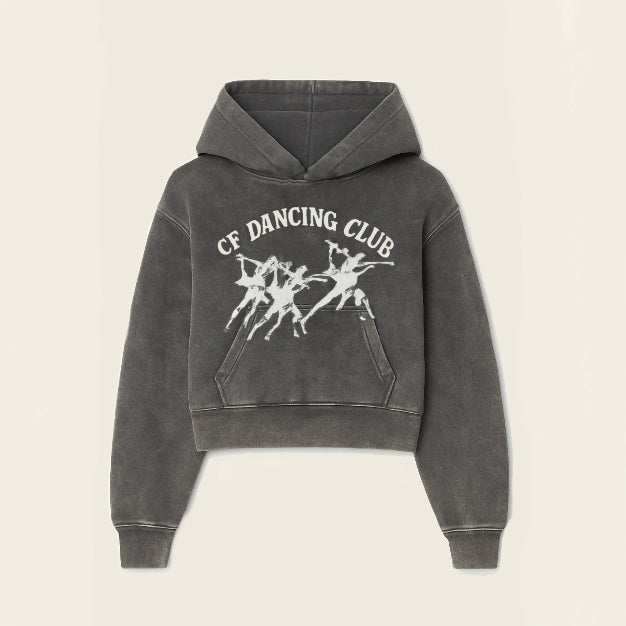 Hoodie in Stonewashedoptik with white front print