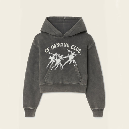 Hoodie in Stonewashedoptik with white front print