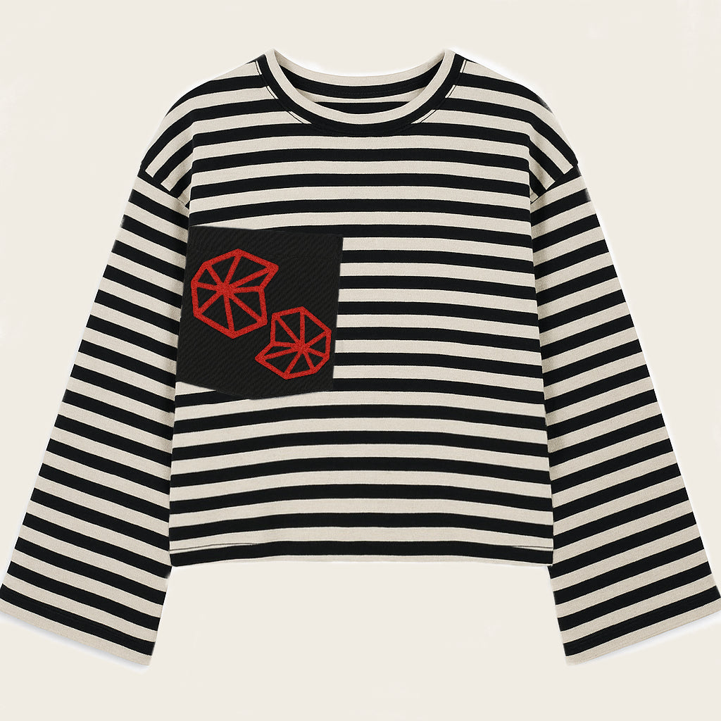 Blue/white striped Longsleeve with red accents