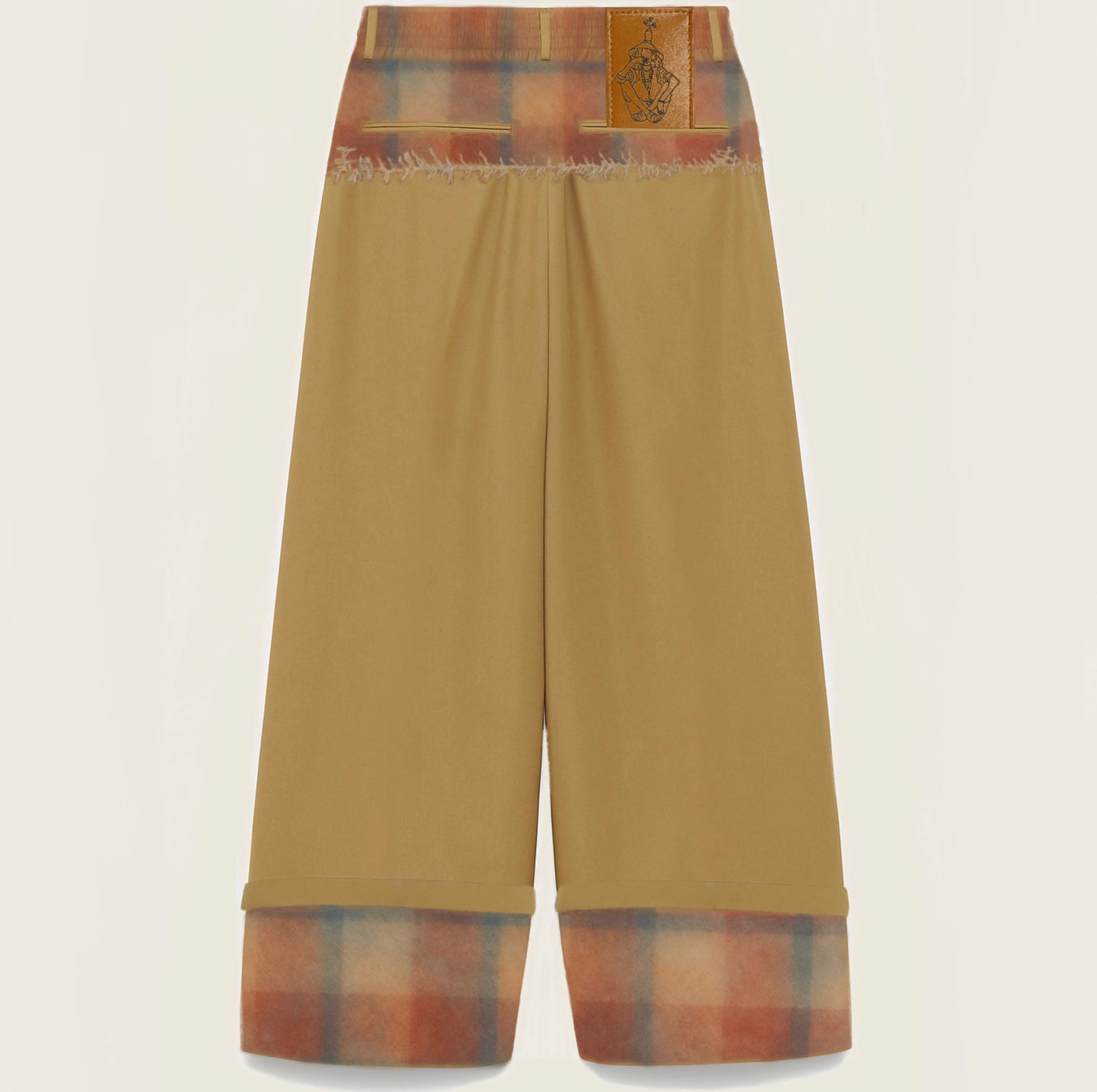 Beige Fabrices pants with checkende Swen-in pattern