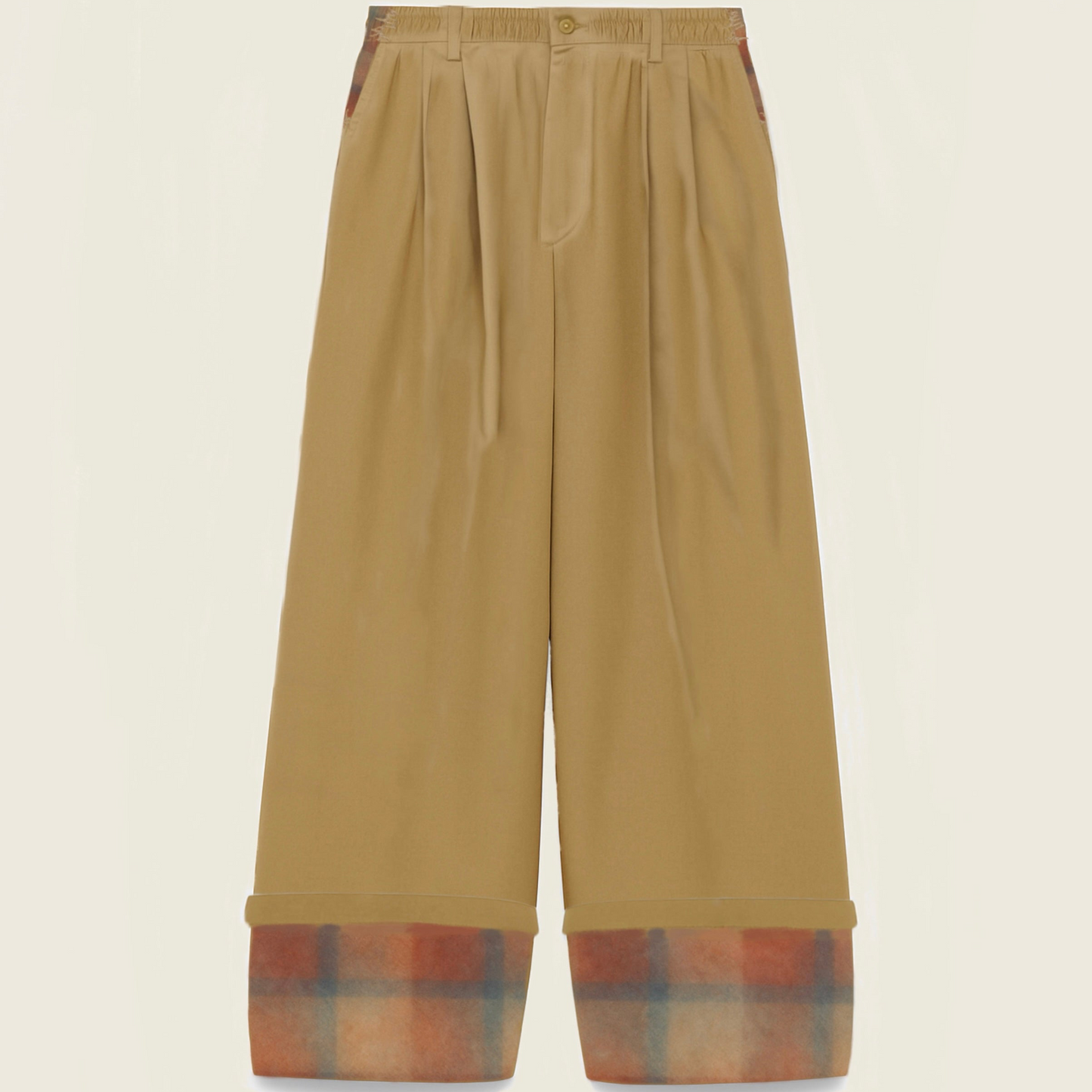 Beige Fabrices pants with checkende Swen-in pattern